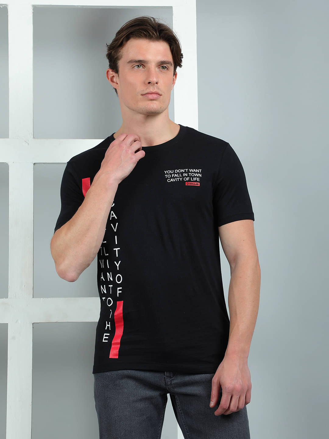 Dollar Cotton Regular Fit Printed Half Sleeves Men's Round T-Shirt - Black ( Pack of 1 ) Dollar Cotton Regular Fit Printed Half Sleeves Men's Round T-Shirt - Black ( Pack of 1 )