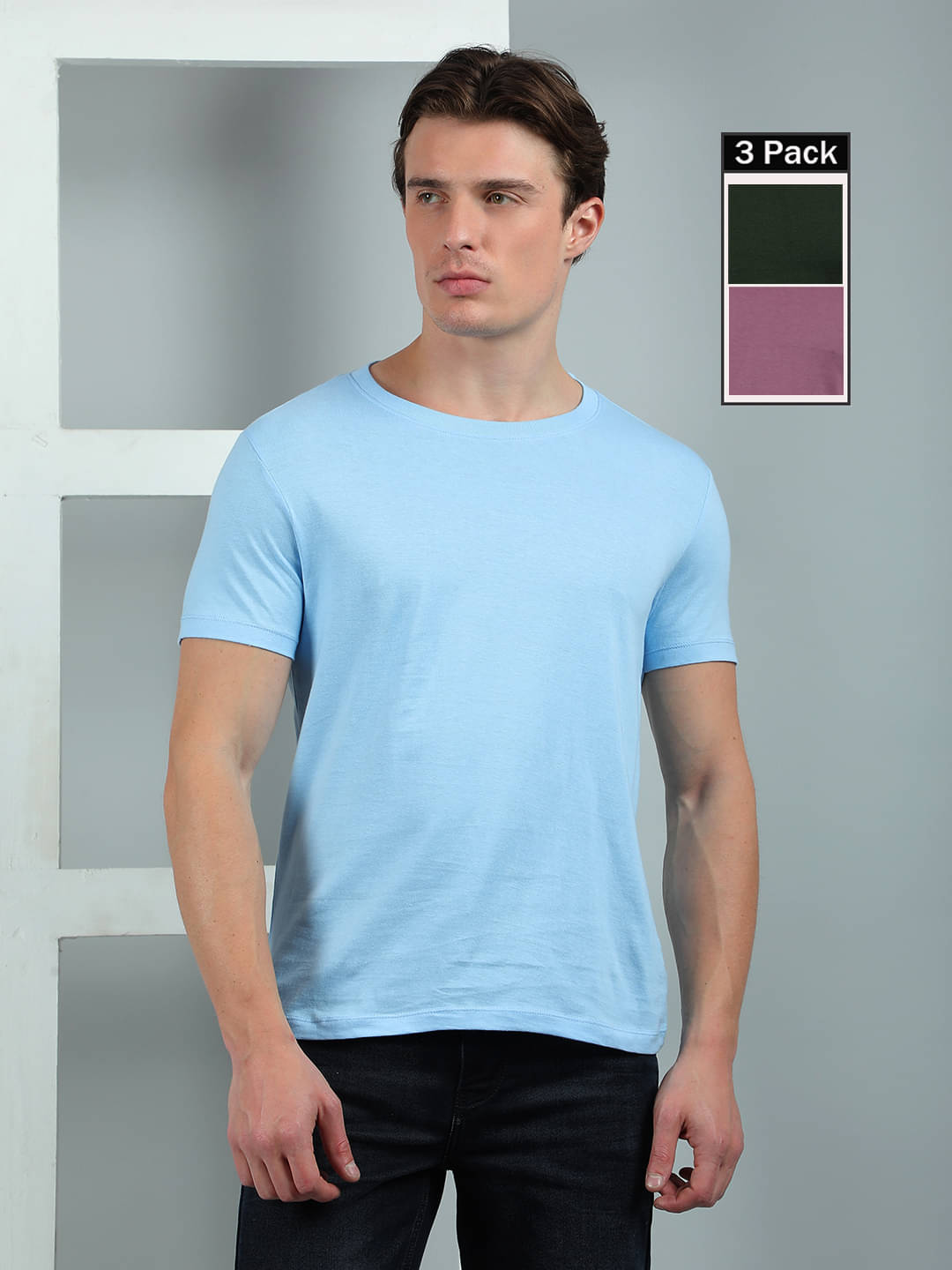     			Dollar Cotton Regular Fit Solid Half Sleeves Men's Round T-Shirt - Multicolor2 ( Pack of 3 )