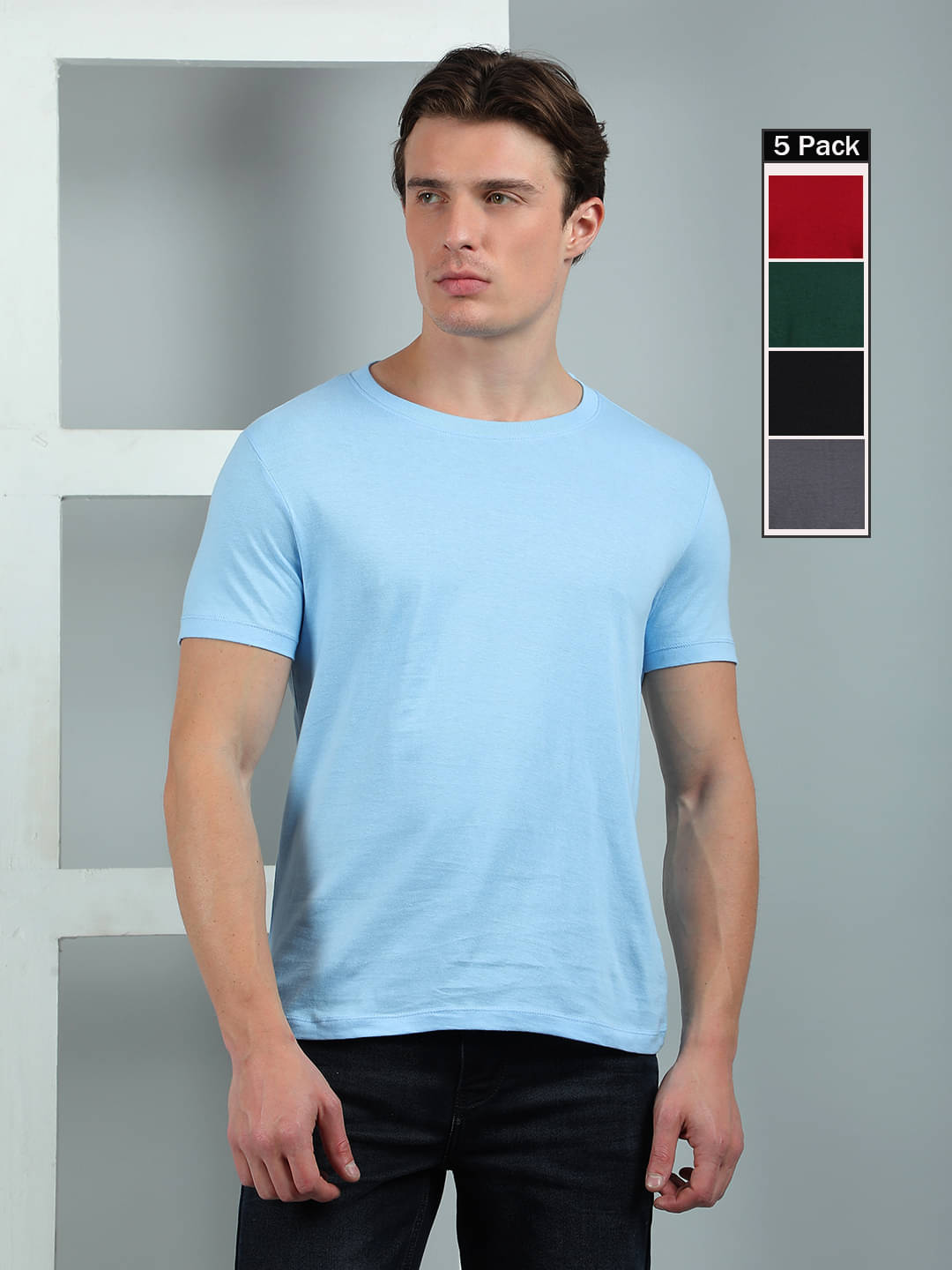     			Dollar Cotton Regular Fit Solid Half Sleeves Men's Round T-Shirt - Multicolor2 ( Pack of 5 )