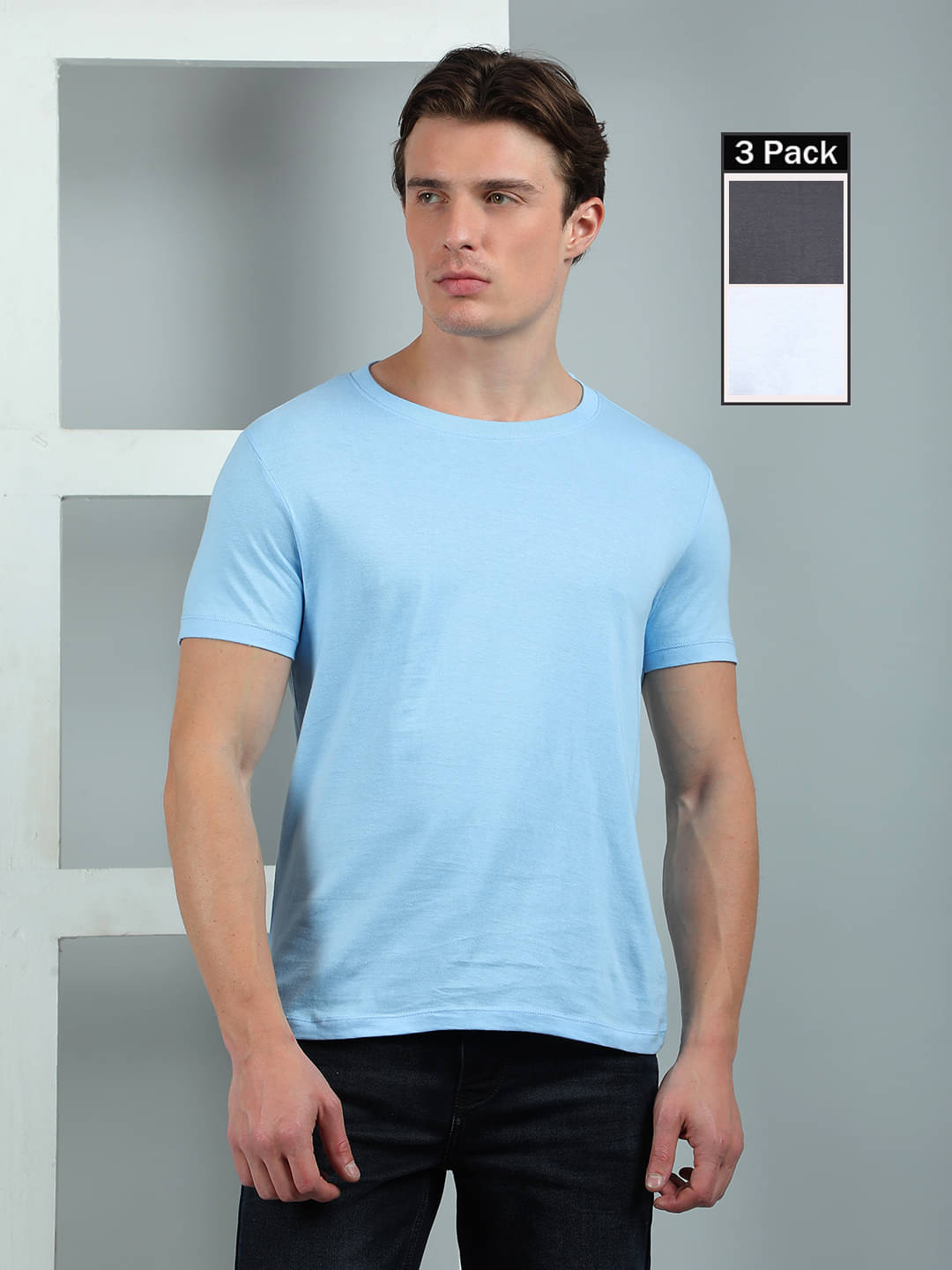     			Dollar Cotton Regular Fit Solid Half Sleeves Men's Round T-Shirt - Multicolor1 ( Pack of 3 )
