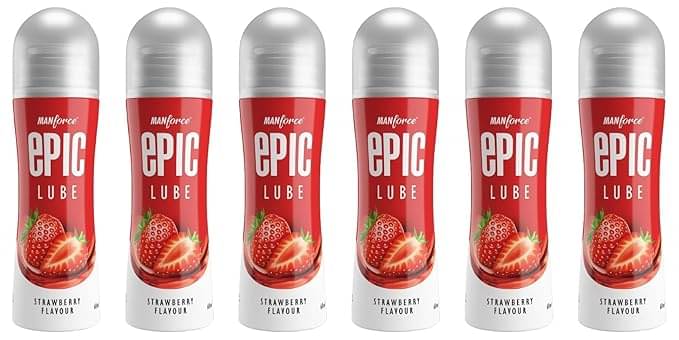     			Epic Lube, Strawberry Flavoured Lubrication Gel for Men & Women, Water-Based Gel, Skin-Friendly, Safe to Use with Condoms, 60ml x 6