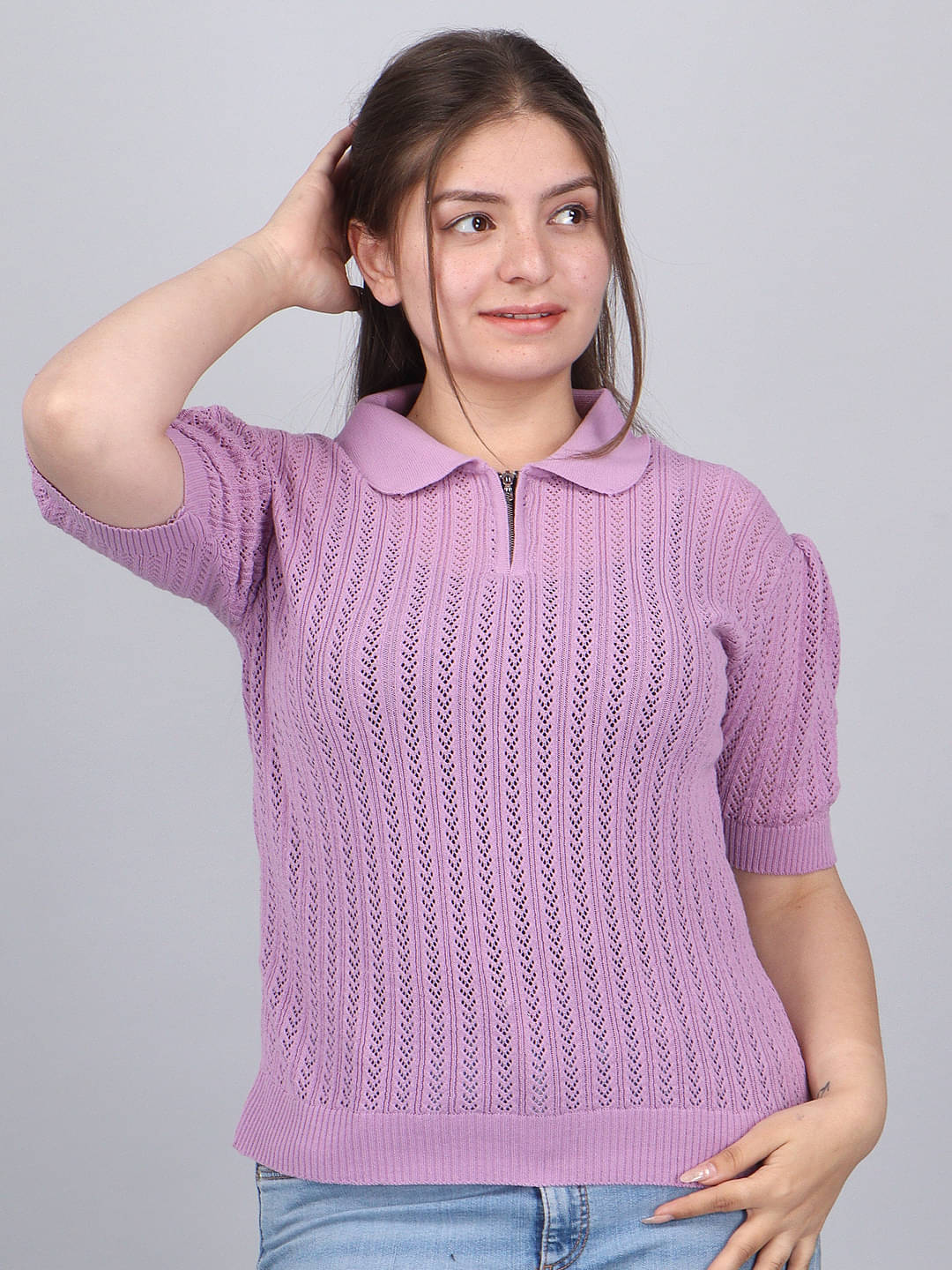 FEVERFEW Women's Cotton Blend Regular Top ( Lavender ) FEVERFEW Women's Cotton Blend Regular Top ( Lavender )