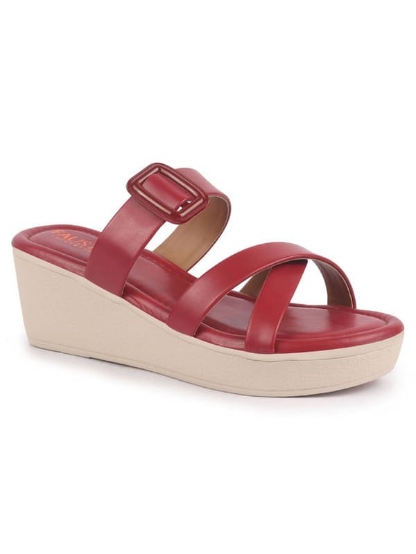     			Fausto Red Women's Slip On Heels