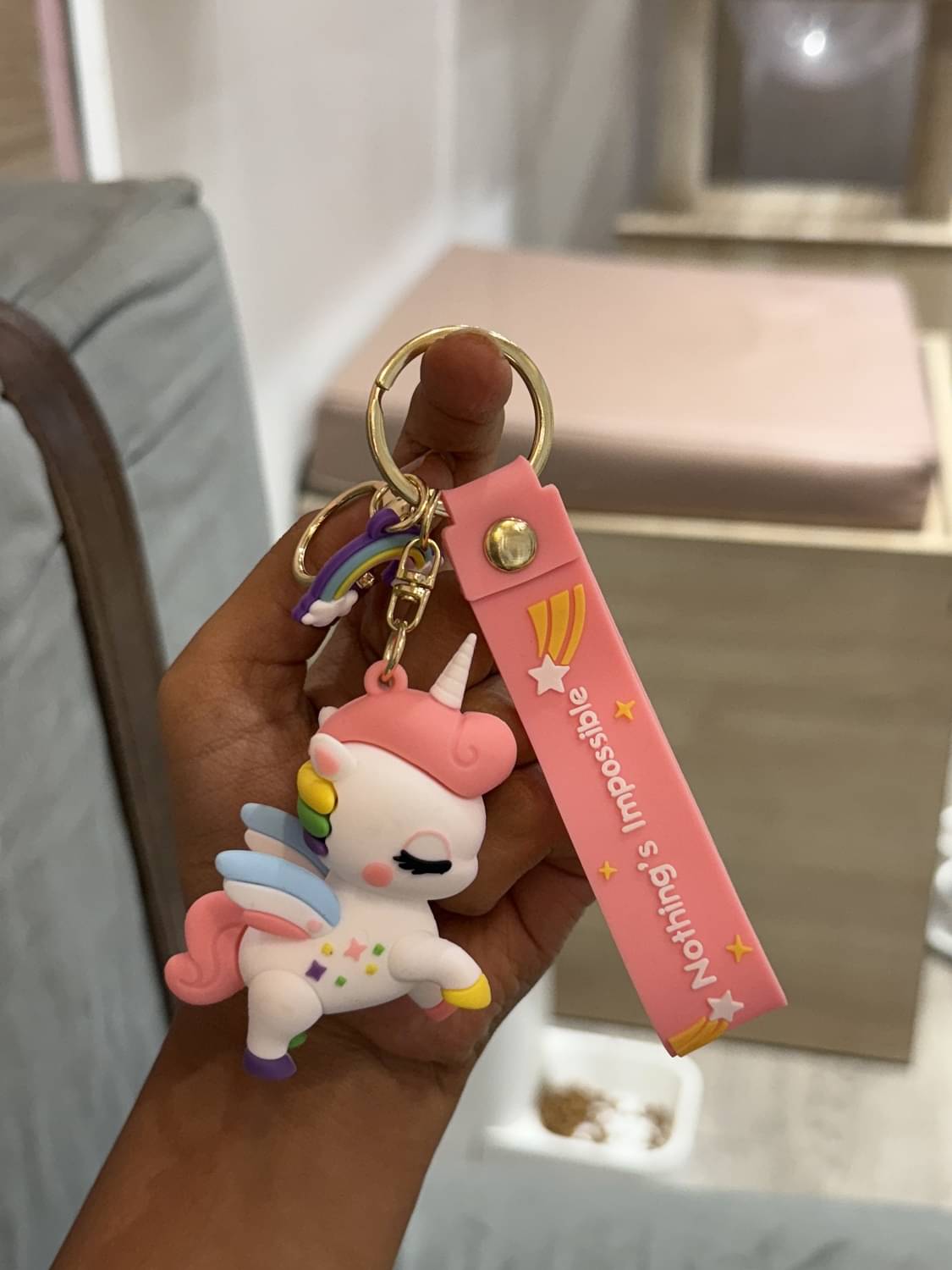     			Unicorn Design Silicone Keychain, Cute Key ring for school bag/car/Kids/Girls (Pack of 1) Key Chain