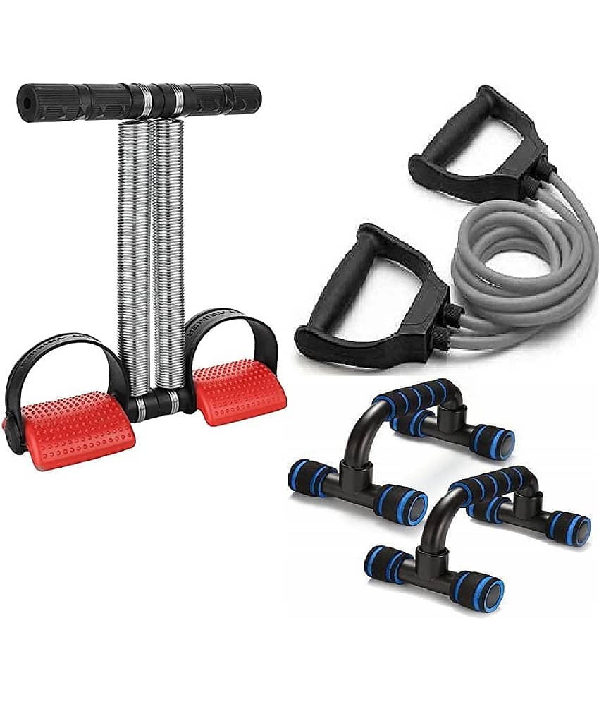 Gjshop Gym Home Workouts Equipment Combo Set for Men Women Full Body Exercise Kit - Tummy Trimmer, Toning Tube Band, and Push Up Stand - Sports and Fitness Equipment | Buy online on ZillyBuy
