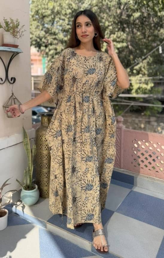     			Goodhand Women Cotton Printed Kaftan ( Brown )