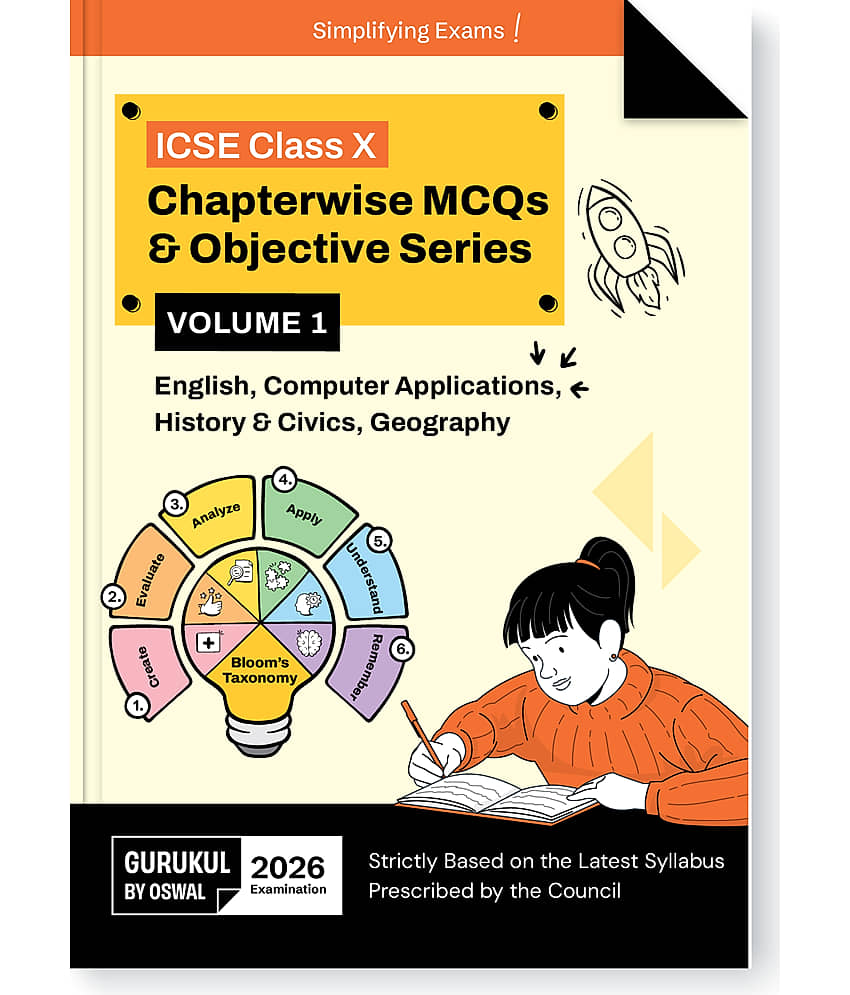 Gurukul By Oswal Chapterwise MCQs & Objective Series Vol I for ICSE 10 Exam 2026 - Includes English, History & Civics, Geography, Computer - Stationery | Buy online on ZillyBuy