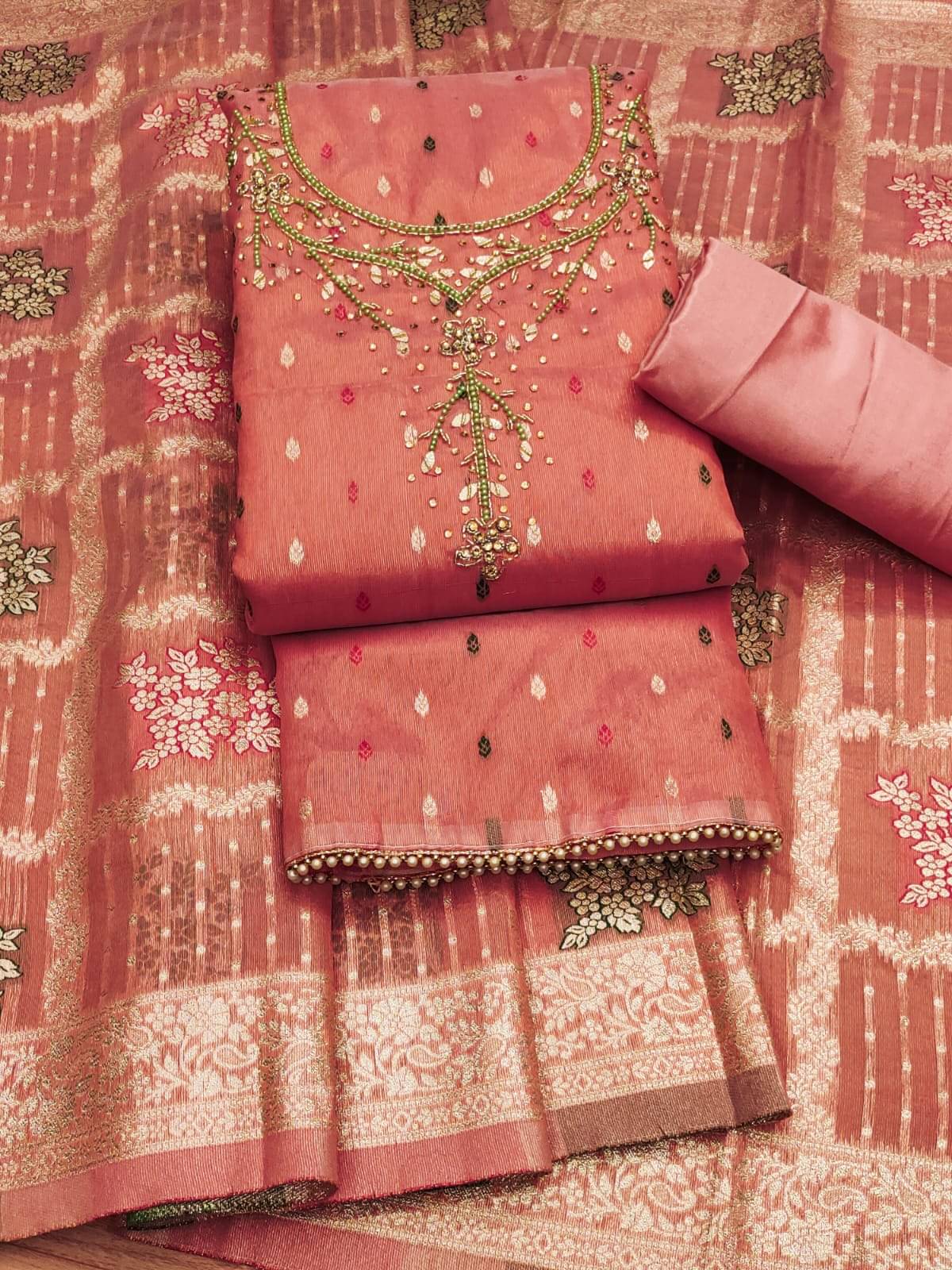 HL SILKMILLS Unstitched Banarasi Self Design Dress Material - Peach ( Pack of 1 )     			HL SILKMILLS Unstitched Banarasi Self Design Dress Material - Peach ( Pack of 1 )