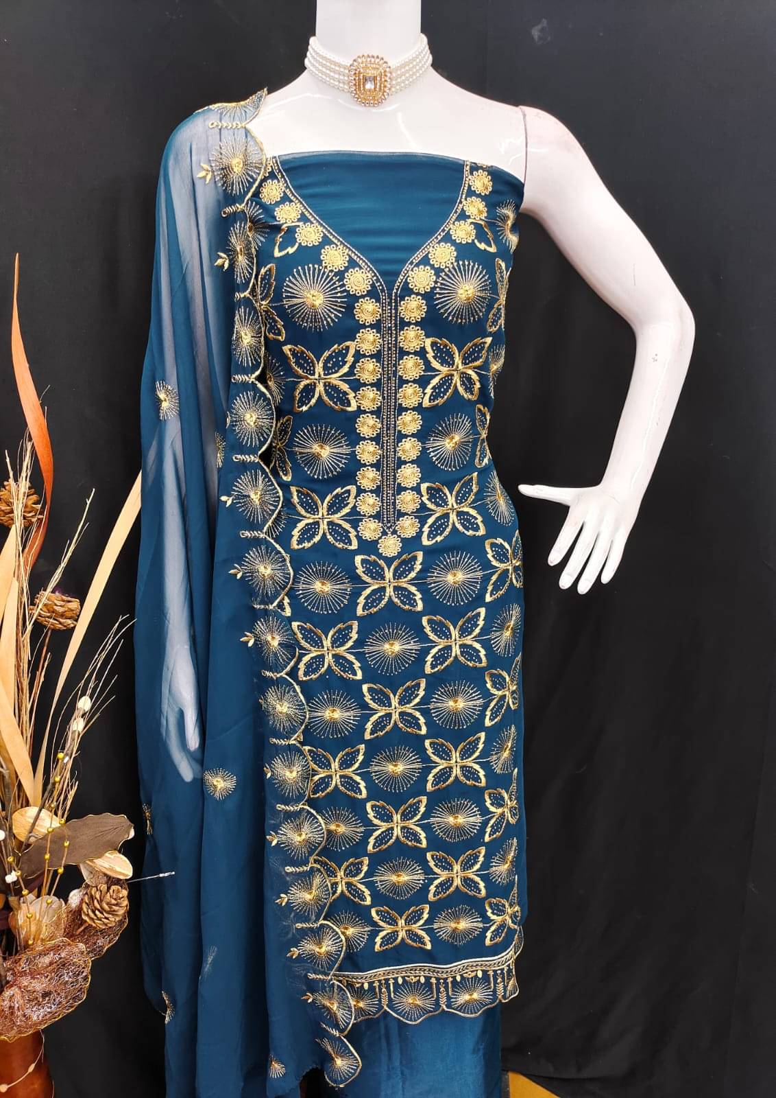 HL SILKMILLS Unstitched Georgette Embroidered Dress Material - Blue ( Pack of 1 ) HL SILKMILLS Unstitched Georgette Embroidered Dress Material - Blue ( Pack of 1 )