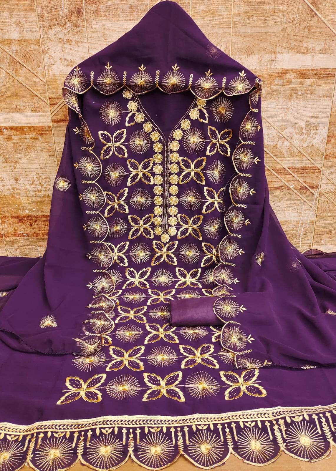 HL SILKMILLS Unstitched Georgette Embroidered Dress Material - Purple ( Pack of 1 )     			HL SILKMILLS Unstitched Georgette Embroidered Dress Material - Purple ( Pack of 1 )