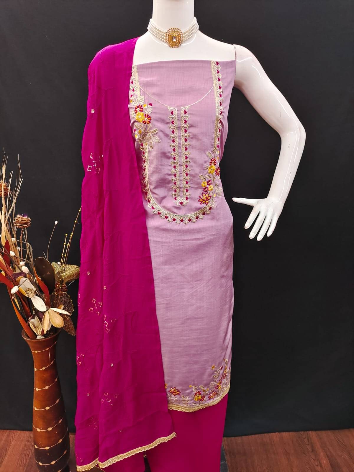 HL SILKMILLS Unstitched Silk Blend Embroidered Dress Material - Pink ( Pack of 1 ) HL SILKMILLS Unstitched Silk Blend Embroidered Dress Material - Pink ( Pack of 1 )