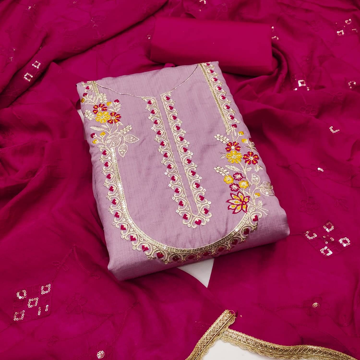 HL SILKMILLS Unstitched Silk Blend Embroidered Dress Material - Pink ( Pack of 1 ) HL SILKMILLS Unstitched Silk Blend Embroidered Dress Material - Pink ( Pack of 1 )