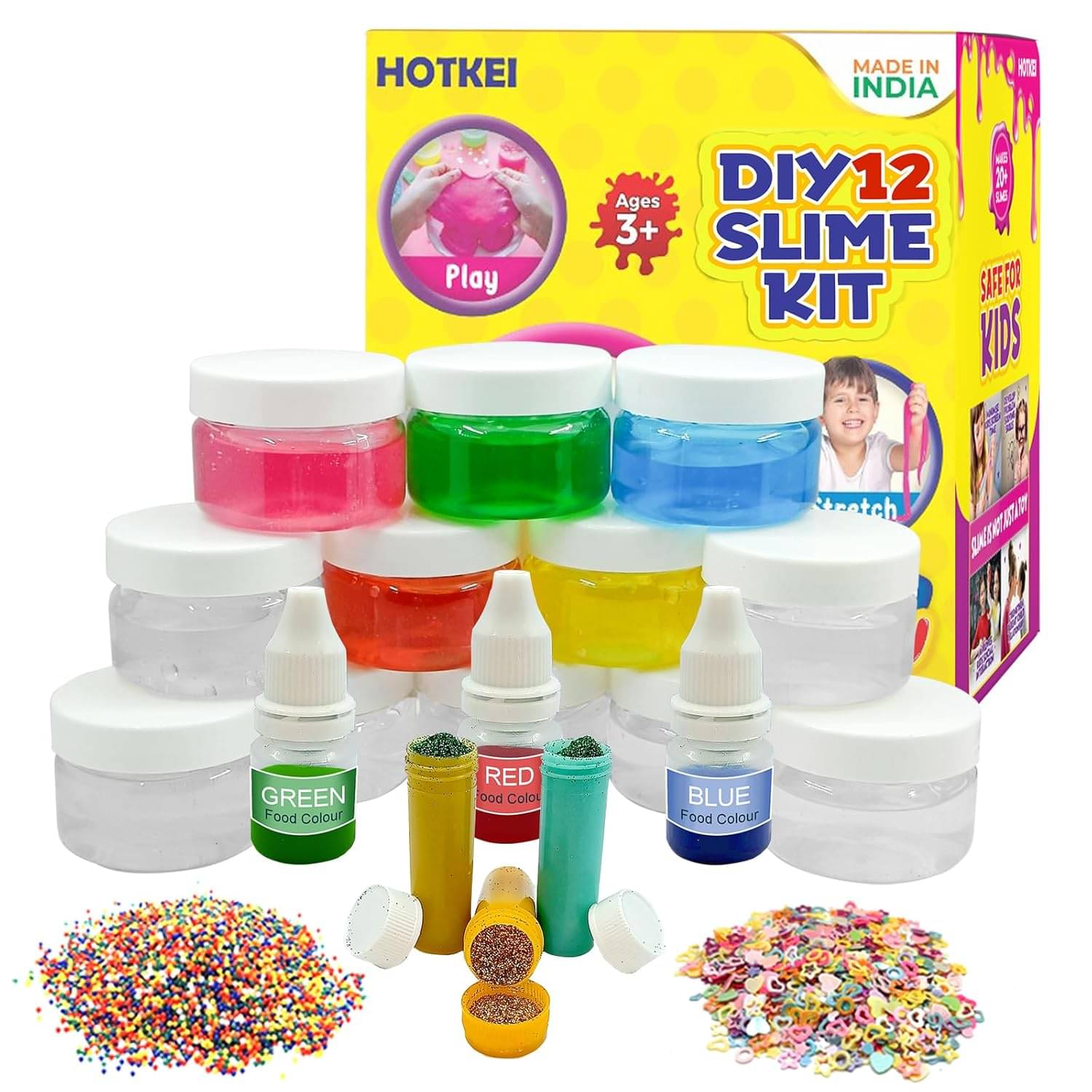     			HOTKEI (12 Mix Slime Kit) Multicolor Fruit-Scented Slime Set – DIY Magic Toy Slimy Slime Clay Gel Jelly Putty Set – Includes Glitter, Charms & Beads – Fun for Boys & Girls