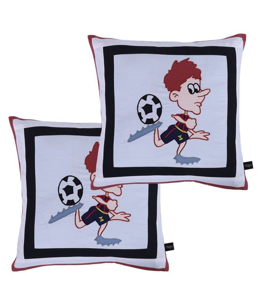     			HUGS N RUGS Set of 2 Cotton Graphic Square Cushion Cover (40X40)cm - Multi