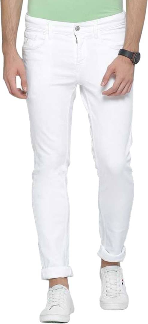     			IndiRocks Regular Fit Cuffed Hem Men's Jeans - White ( Pack of 1 )
