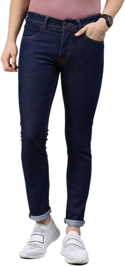 IndiRocks Regular Fit Cuffed Hem Men's Jeans - Dark Blue ( Pack of 1 ) IndiRocks Regular Fit Cuffed Hem Men's Jeans - Dark Blue ( Pack of 1 )