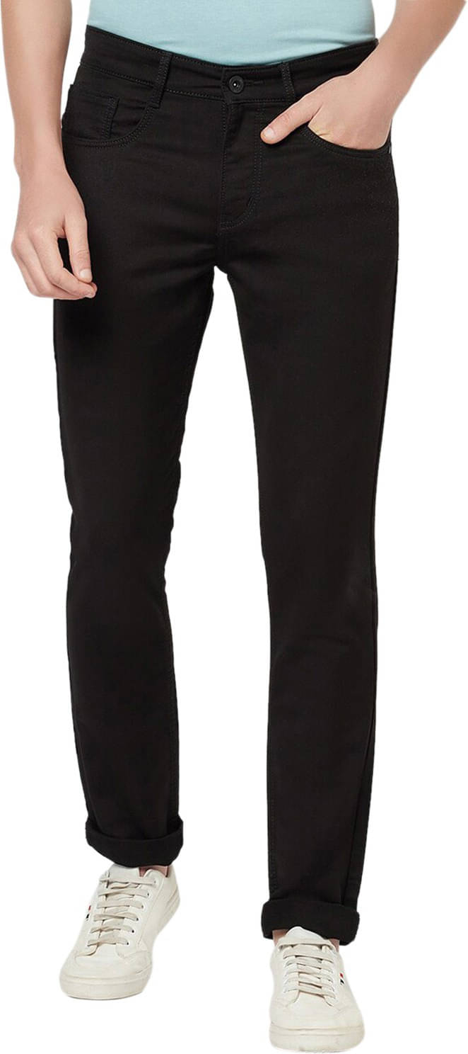     			IndiRocks Regular Fit Cuffed Hem Men's Jeans - Black ( Pack of 1 )