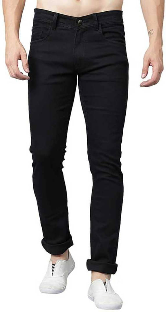 IndiRocks Regular Fit Cuffed Hem Men's Jeans - Black ( Pack of 1 ) IndiRocks Regular Fit Cuffed Hem Men's Jeans - Black ( Pack of 1 )