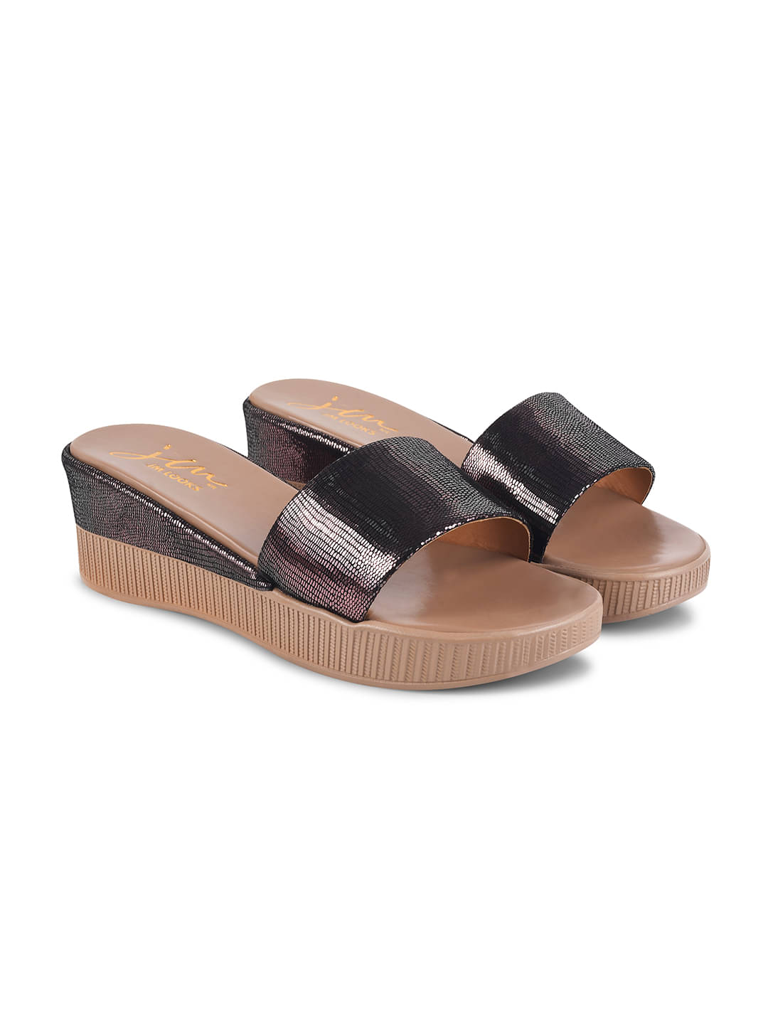     			JM Looks Black Women's Slip On Heels