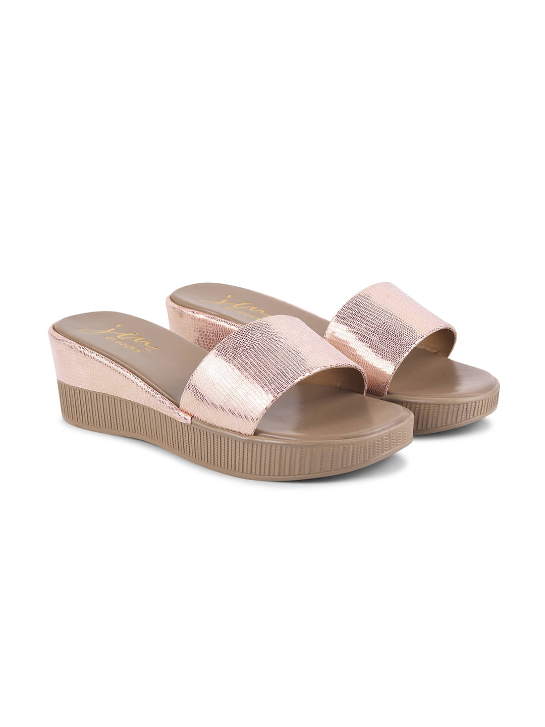 JM Looks Pink Women's Slip On Heels JM Looks Pink Women's Slip On Heels