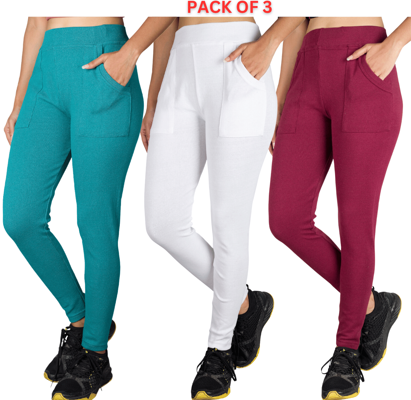     			KARARO JEGGINGS - Cotton Blend Skinny Fit White Women's Jeggings ( Pack of 3 )