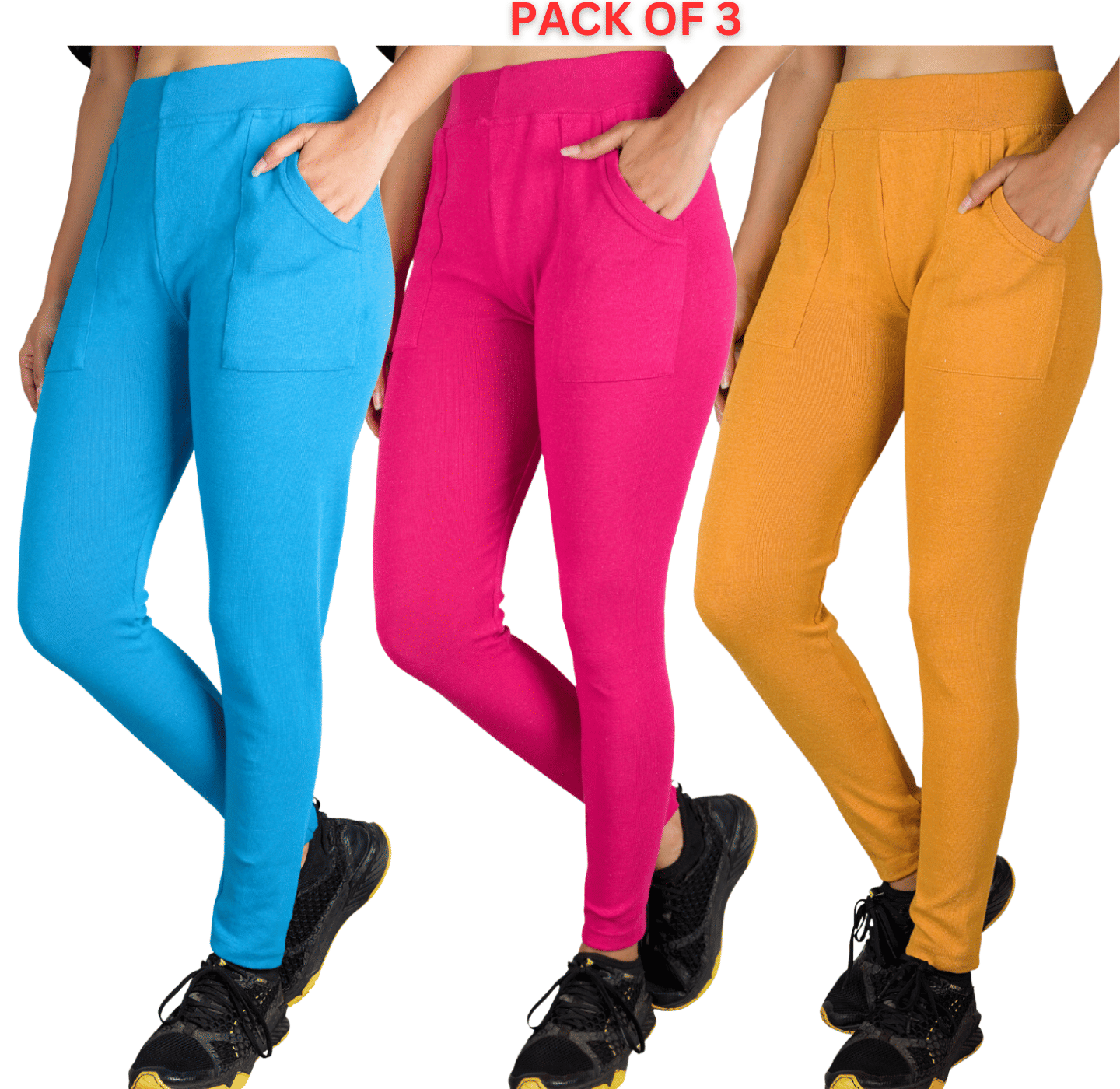 KARARO JEGGINGS - Cotton Blend Skinny Fit Pink Women's Jeggings ( Pack of 3 )     			KARARO JEGGINGS - Cotton Blend Skinny Fit Pink Women's Jeggings ( Pack of 3 )