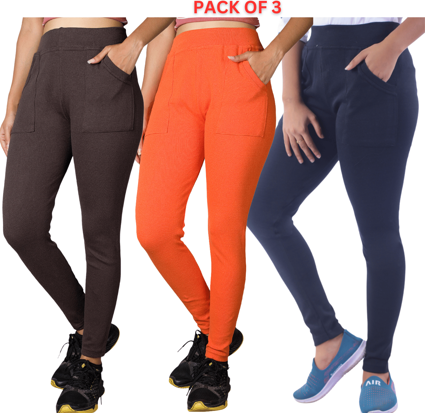     			KARARO JEGGINGS - Cotton Blend Skinny Fit Orange Women's Jeggings ( Pack of 3 )