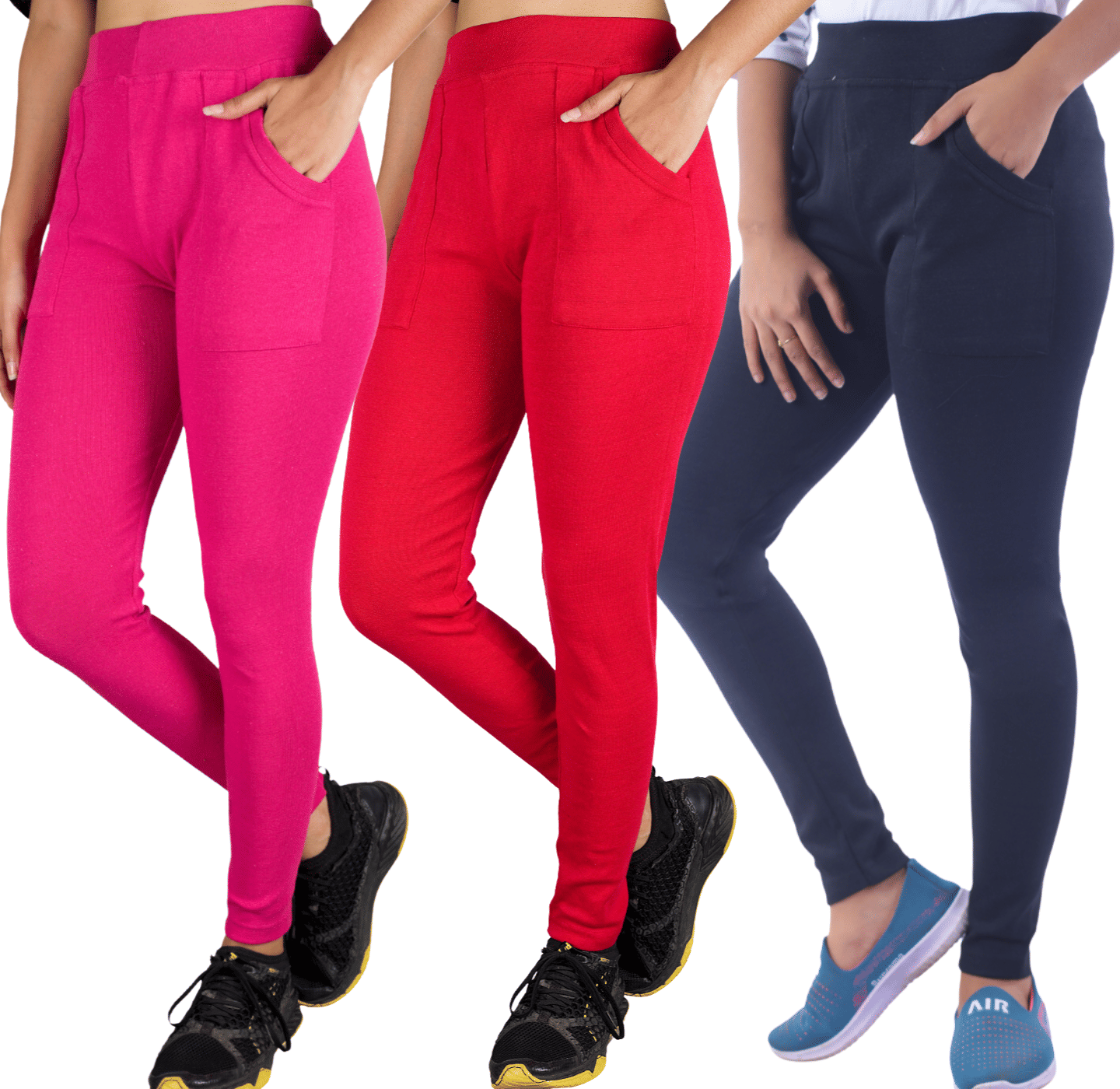     			KARARO JEGGINGS - Cotton Blend Skinny Fit Red Women's Jeggings ( Pack of 3 )