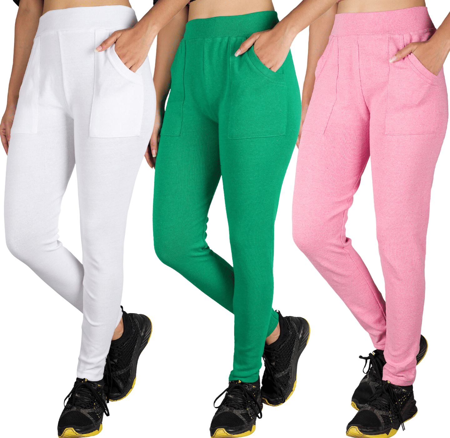     			KARARO JEGGINGS - Cotton Blend Skinny Fit Green Women's Jeggings ( Pack of 3 )