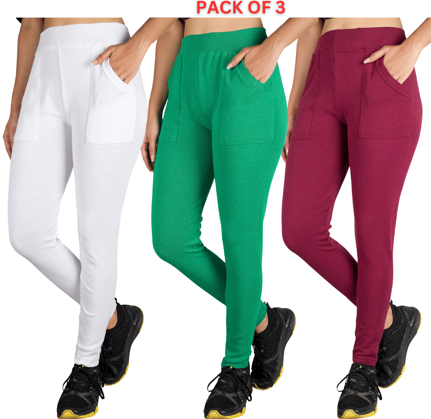     			KARARO JEGGINGS - Cotton Blend Skinny Fit White Women's Jeggings ( Pack of 3 )
