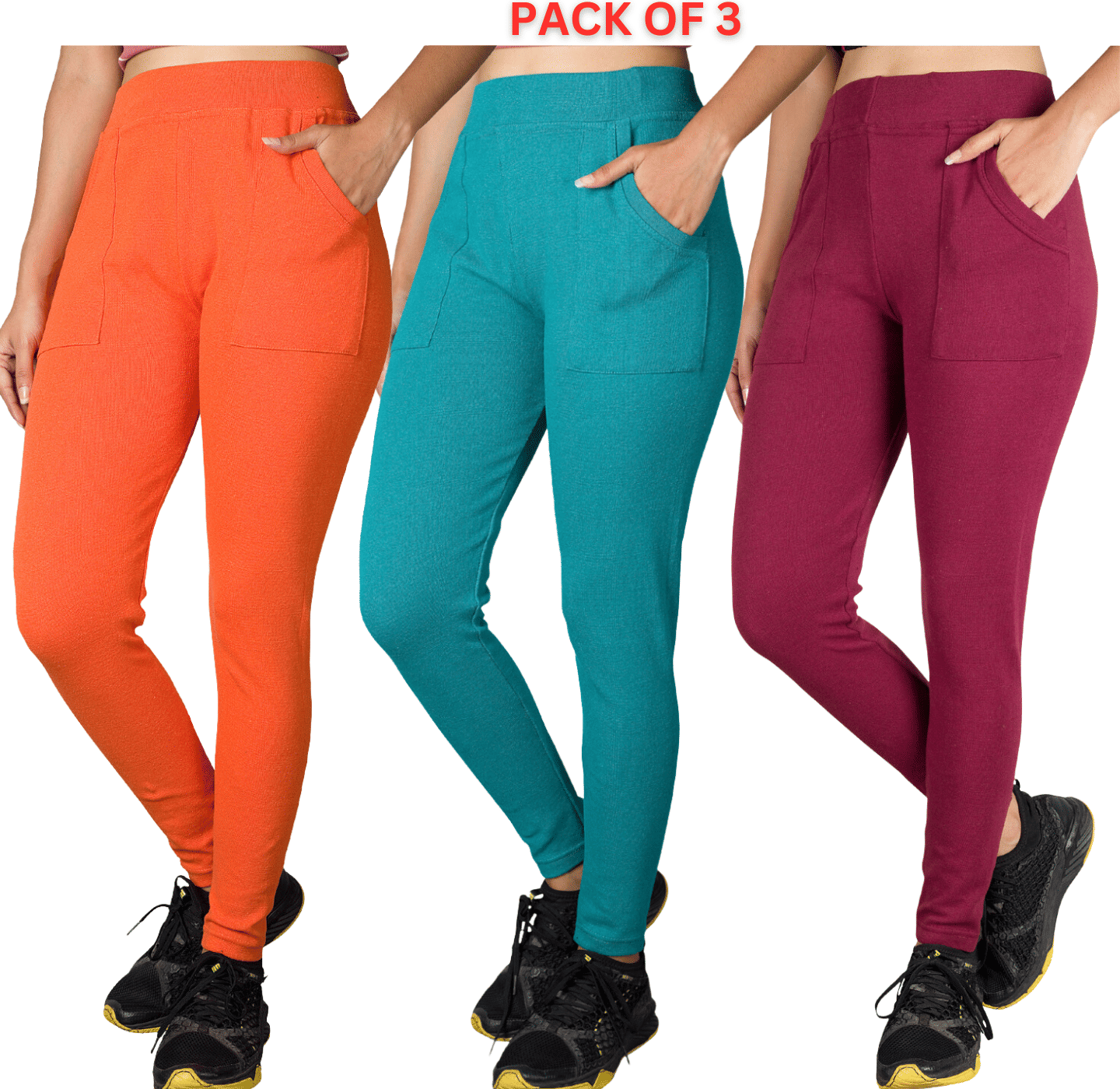     			KARARO JEGGINGS - Cotton Blend Skinny Fit Orange Women's Jeggings ( Pack of 3 )