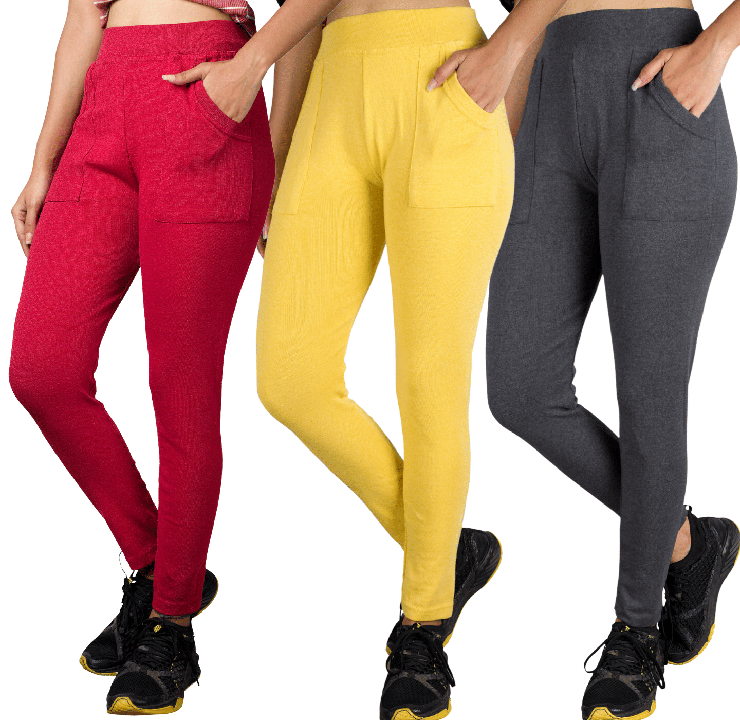     			KARARO JEGGINGS - Cotton Blend Skinny Fit Lime Green Women's Jeggings ( Pack of 3 )
