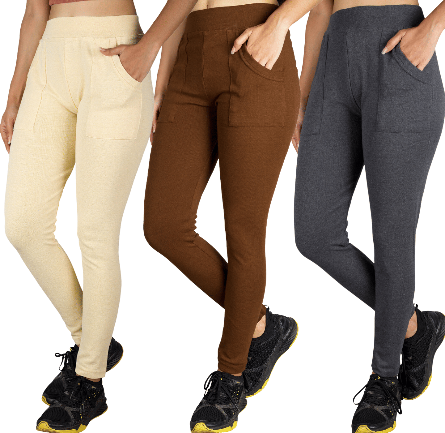 KARARO JEGGINGS - Cotton Blend Skinny Fit Rust Women's Jeggings ( Pack of 3 )     			KARARO JEGGINGS - Cotton Blend Skinny Fit Rust Women's Jeggings ( Pack of 3 )