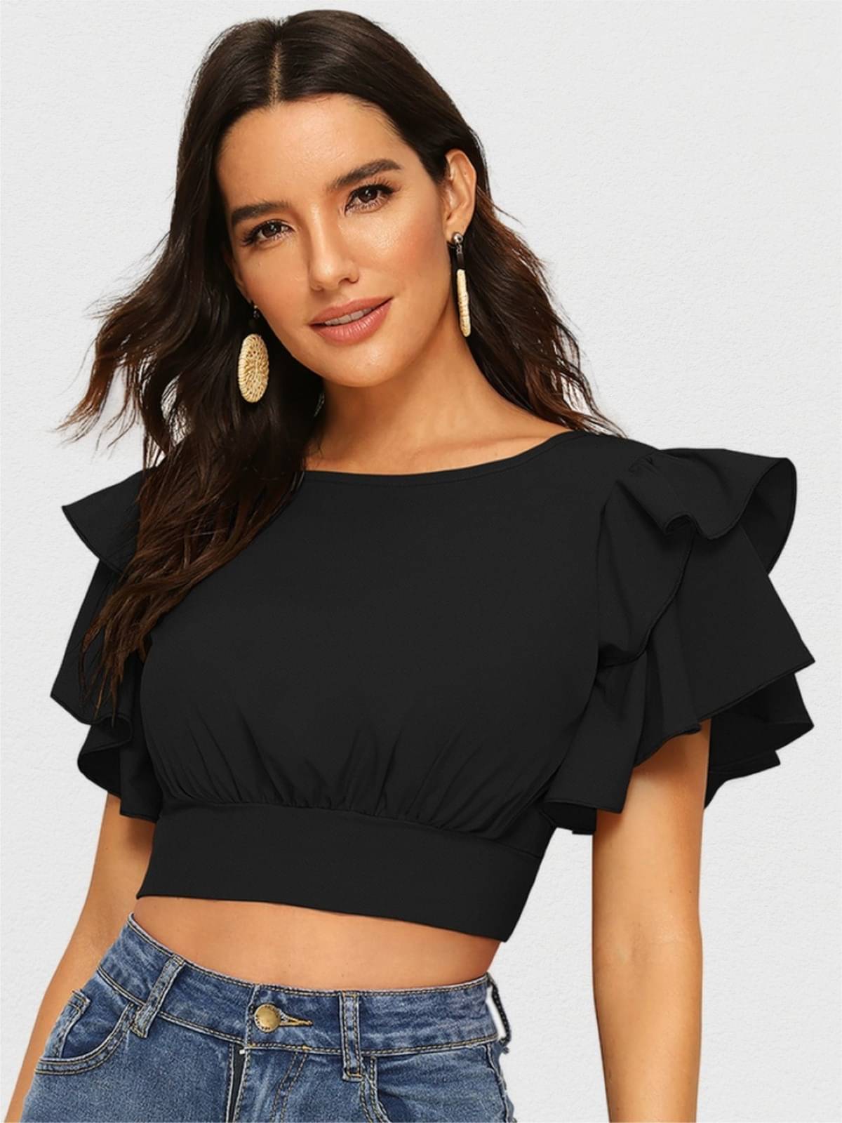     			LONDON BELLY Women's Polyester Crop Top ( Black )