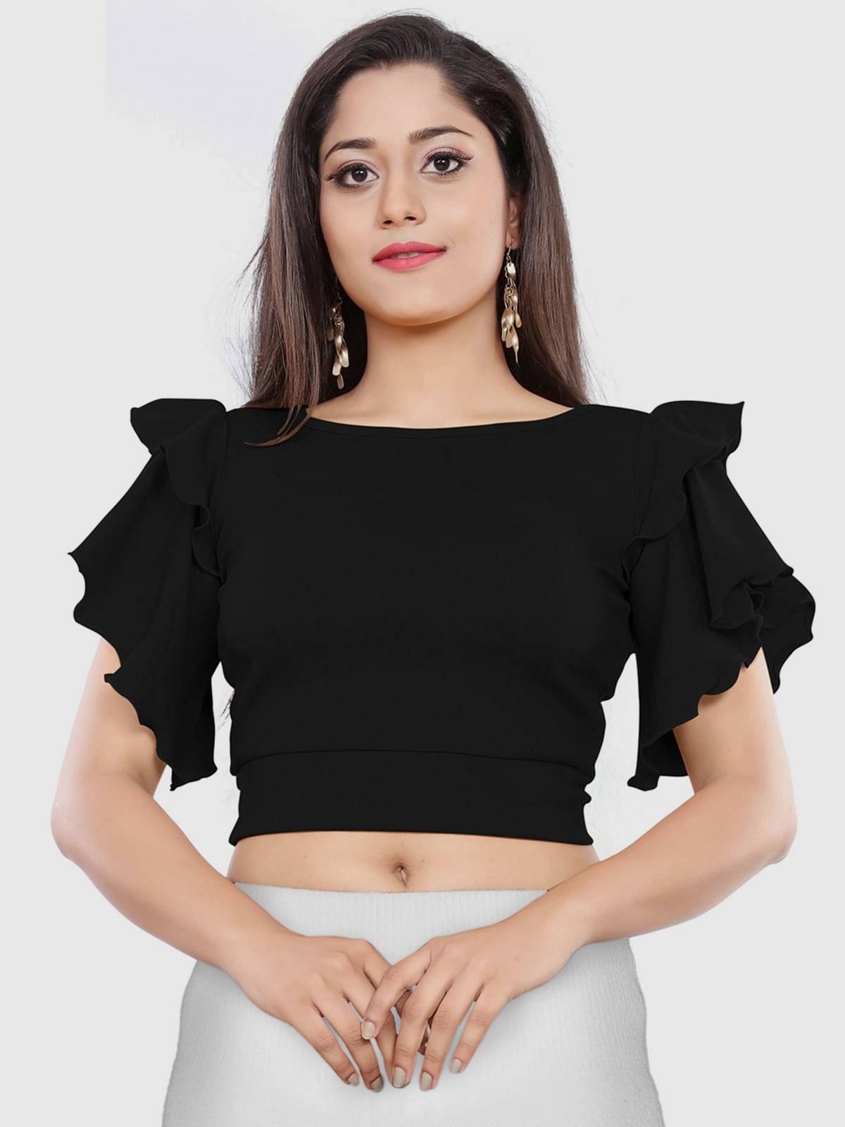     			LONDON BELLY Women's Polyester Crop Top ( Black )