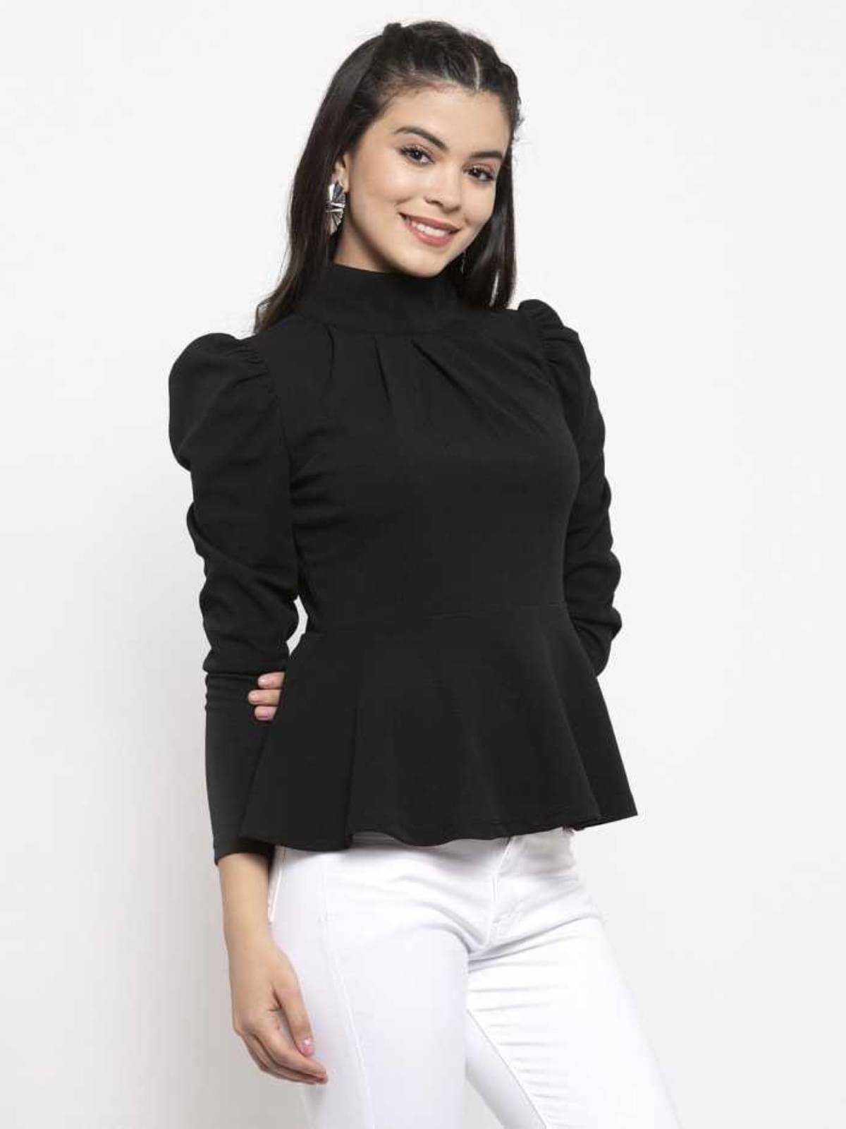     			LONDON BELLY Women's Polyester Regular Top ( Black )