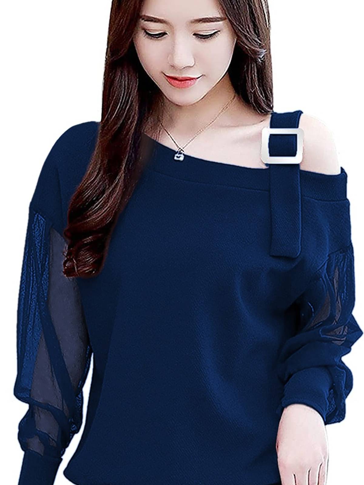 LONDON BELLY Women's Polyester Regular Top ( Blue )     			LONDON BELLY Women's Polyester Regular Top ( Blue )