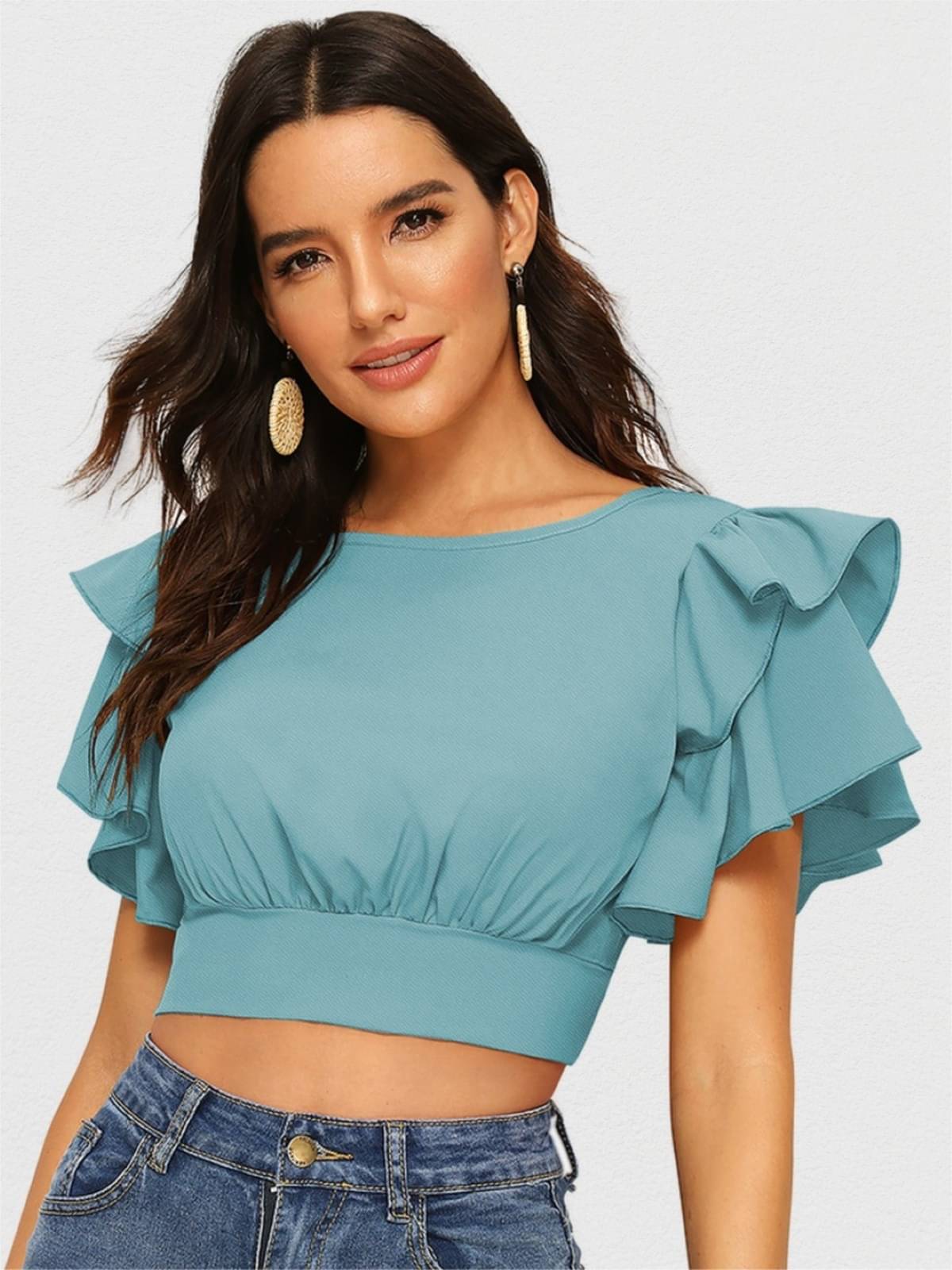 LONDON BELLY Women's Polyester Crop Top ( Green ) LONDON BELLY Women's Polyester Crop Top ( Green )