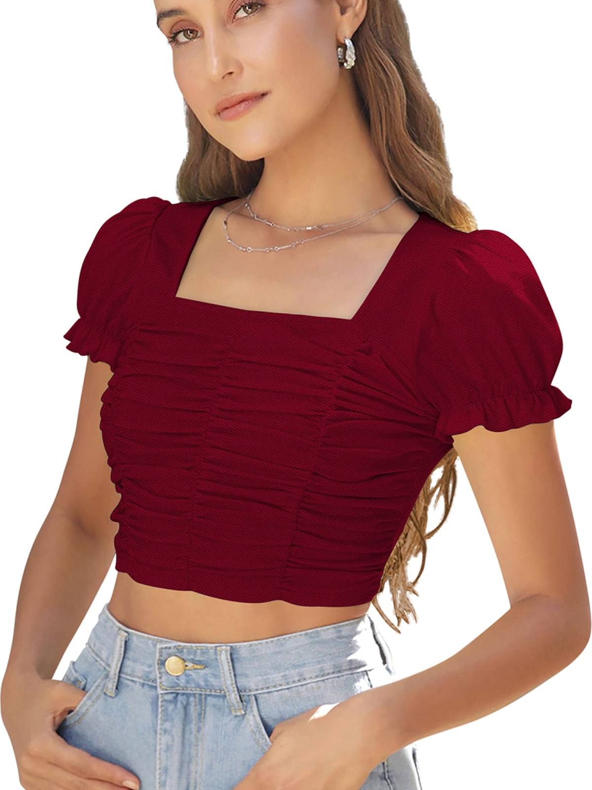     			LONDON BELLY Women's Cotton Blend Regular Top ( Maroon )