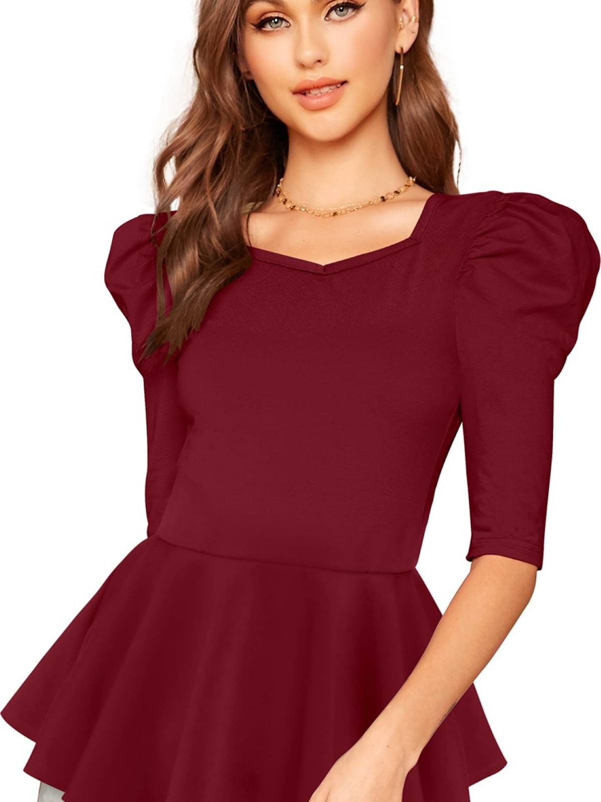     			LONDON BELLY Women's Polyester Regular Top ( Maroon )