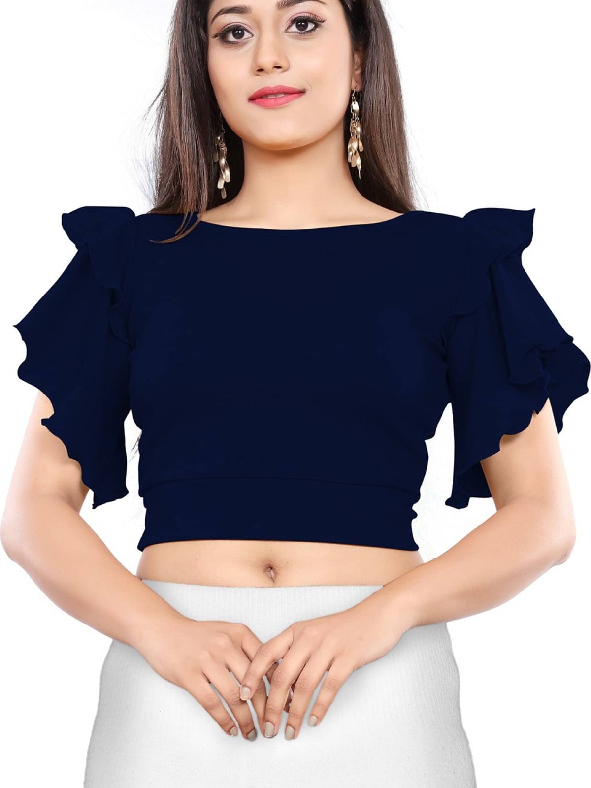 LONDON BELLY Women's Polyester Crop Top ( Navy Blue ) LONDON BELLY Women's Polyester Crop Top ( Navy Blue )