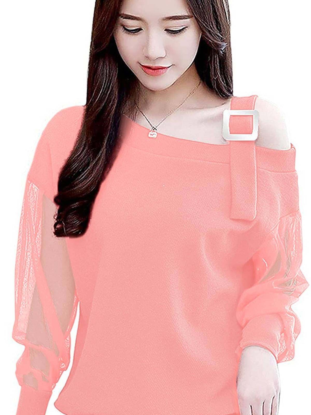     			LONDON BELLY Women's Polyester Regular Top ( Pink )