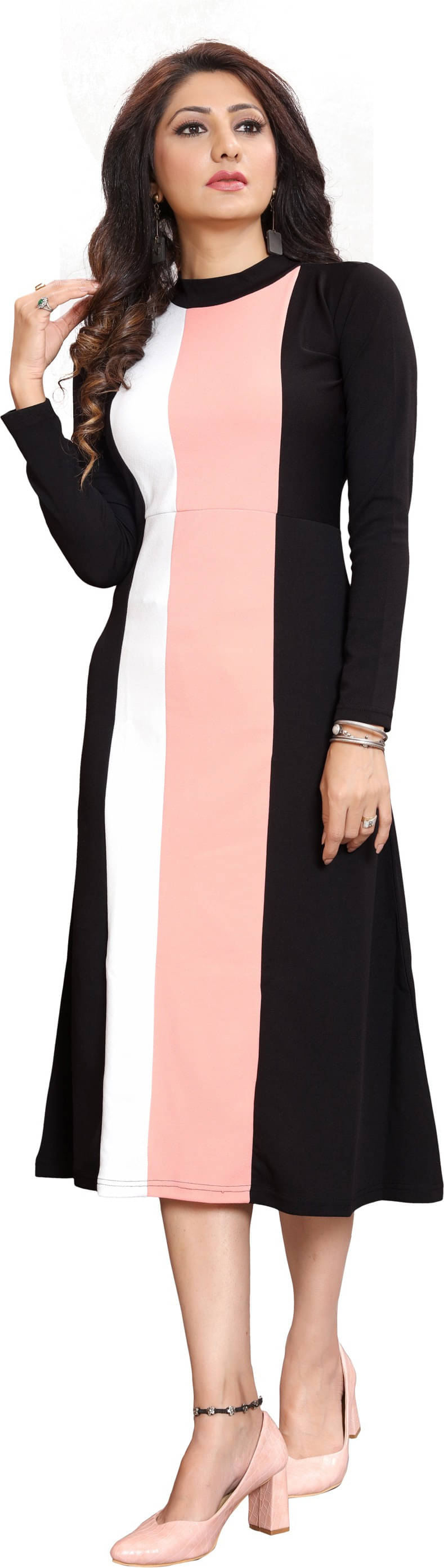     			LONDON BELLY Women Polyester Colorblock Bodycon Dress ( Multicolor 4 )