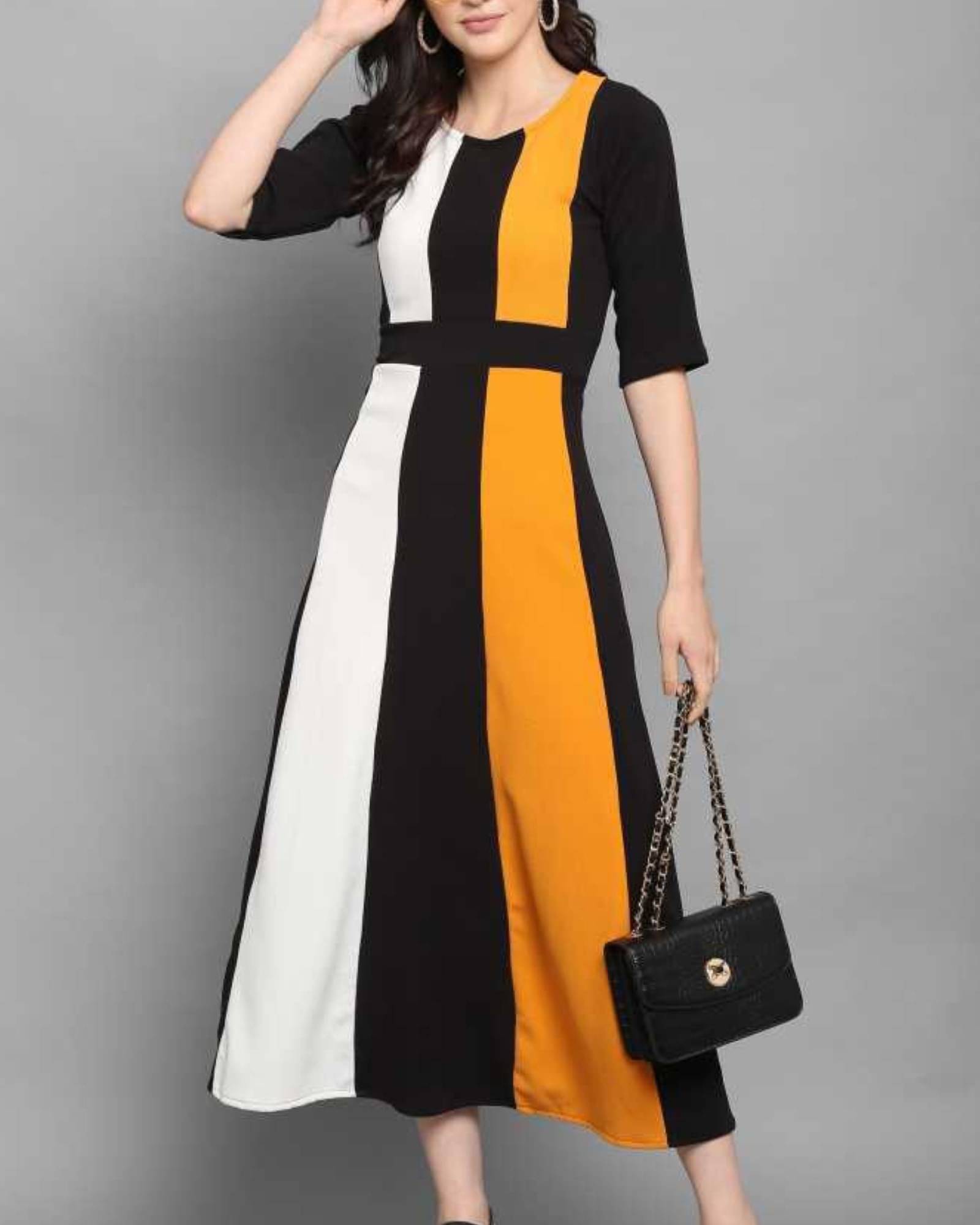     			LONDON BELLY Women Polyester Solid Maxi ( Yellow )