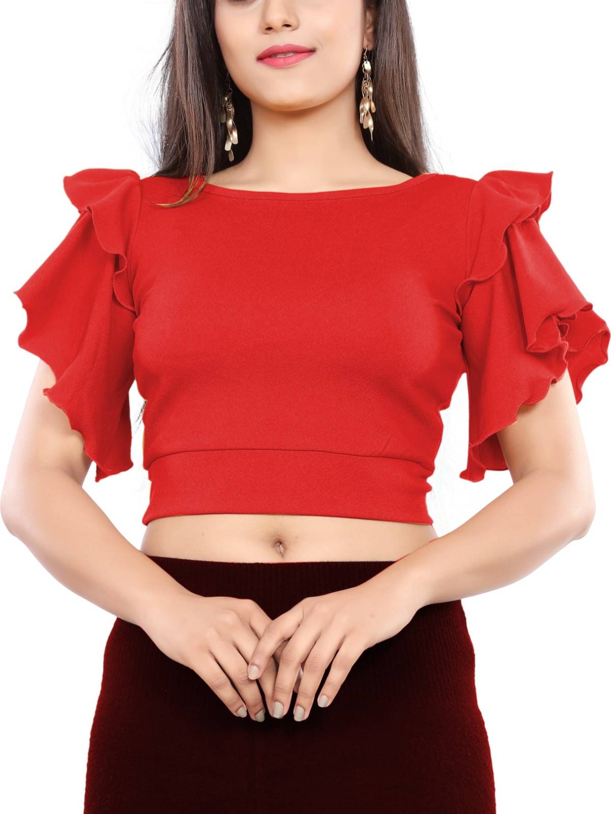 LONDON BELLY Women's Polyester Crop Top ( Red ) LONDON BELLY Women's Polyester Crop Top ( Red )