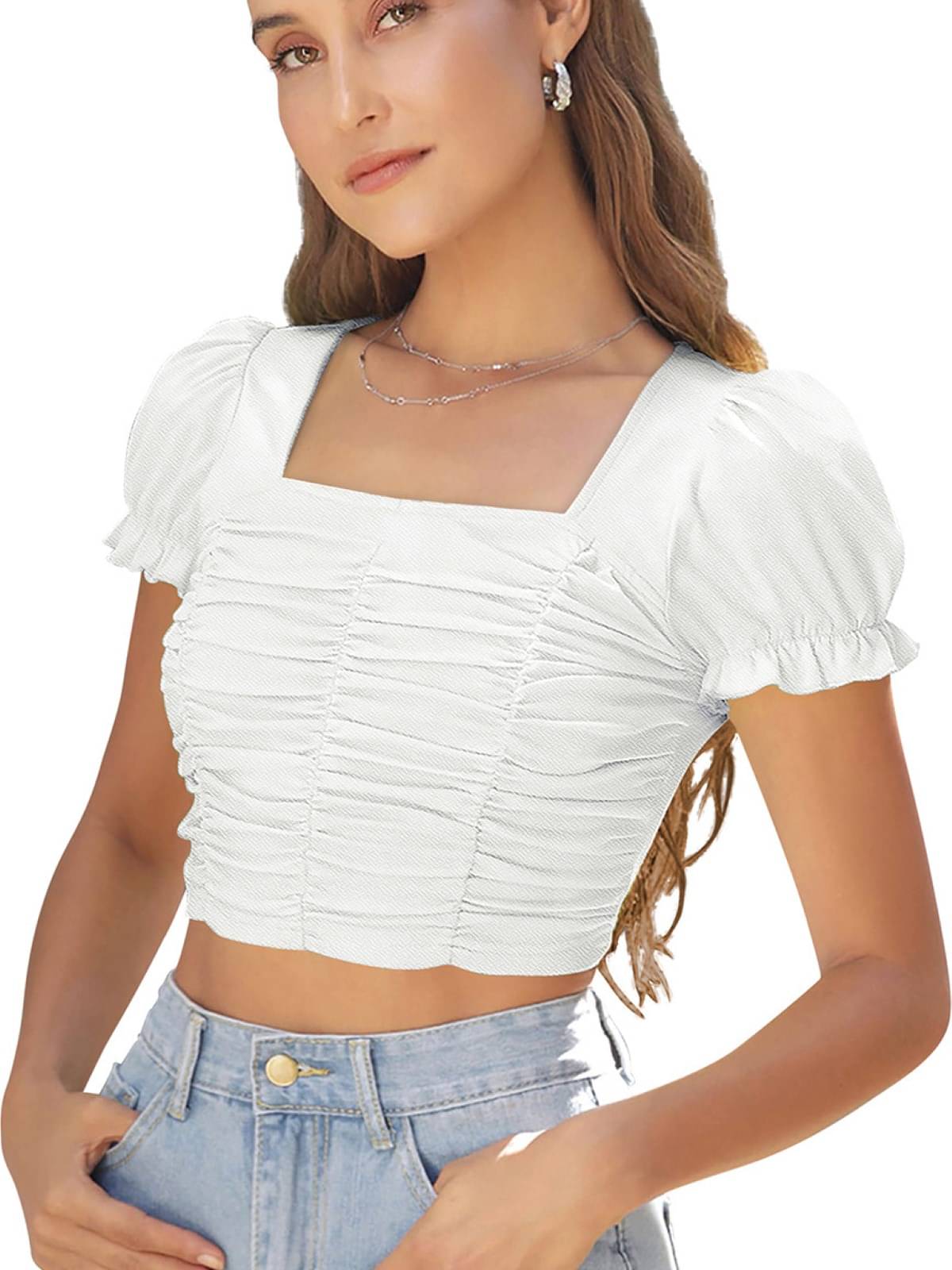 LONDON BELLY Women's Cotton Blend Regular Top ( White ) LONDON BELLY Women's Cotton Blend Regular Top ( White )
