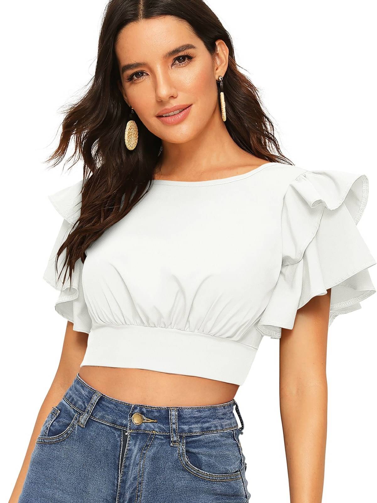     			LONDON BELLY Women's Polyester Crop Top ( White )