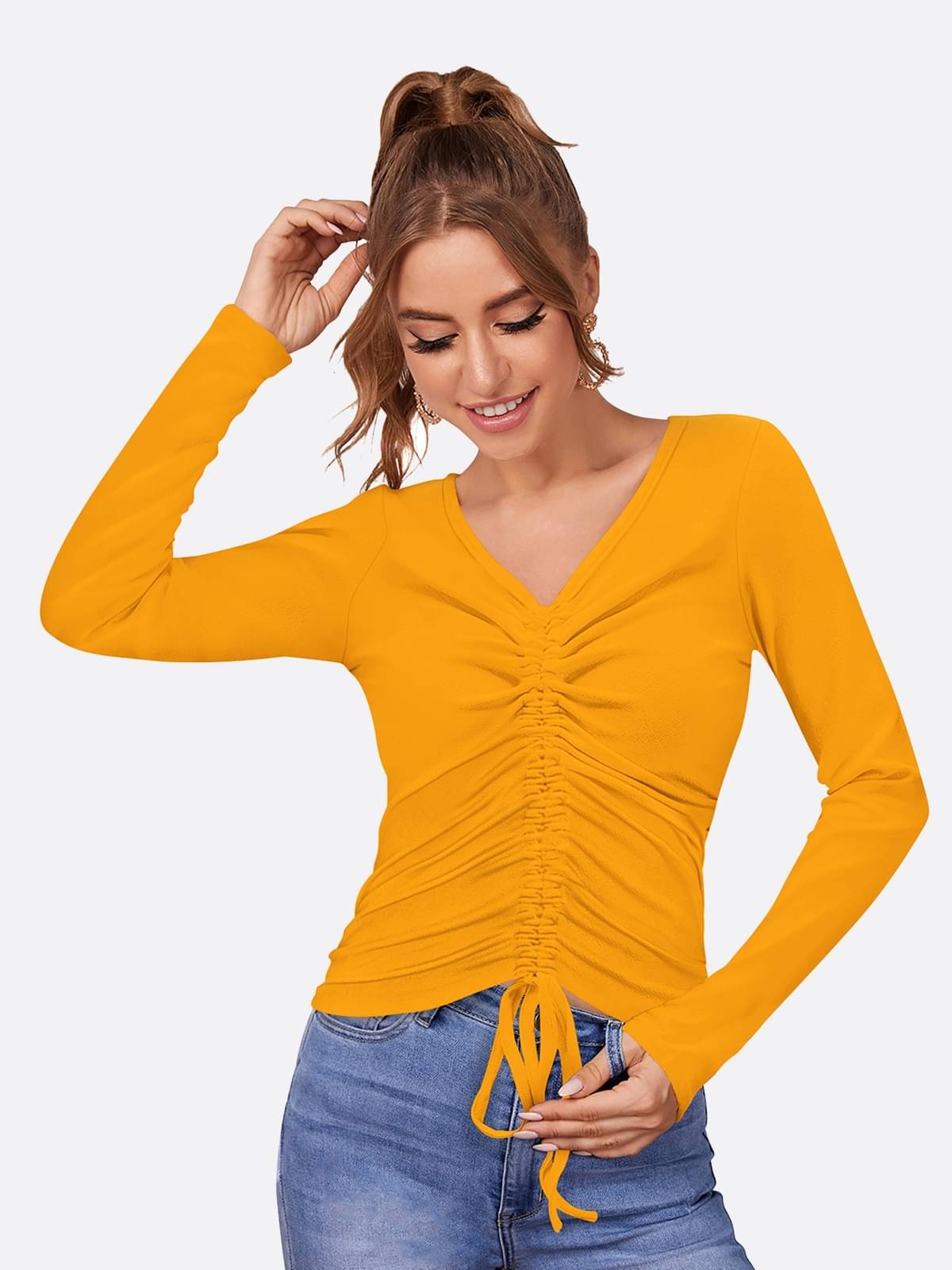     			LONDON BELLY Women's Cotton Blend Regular Top ( Yellow )