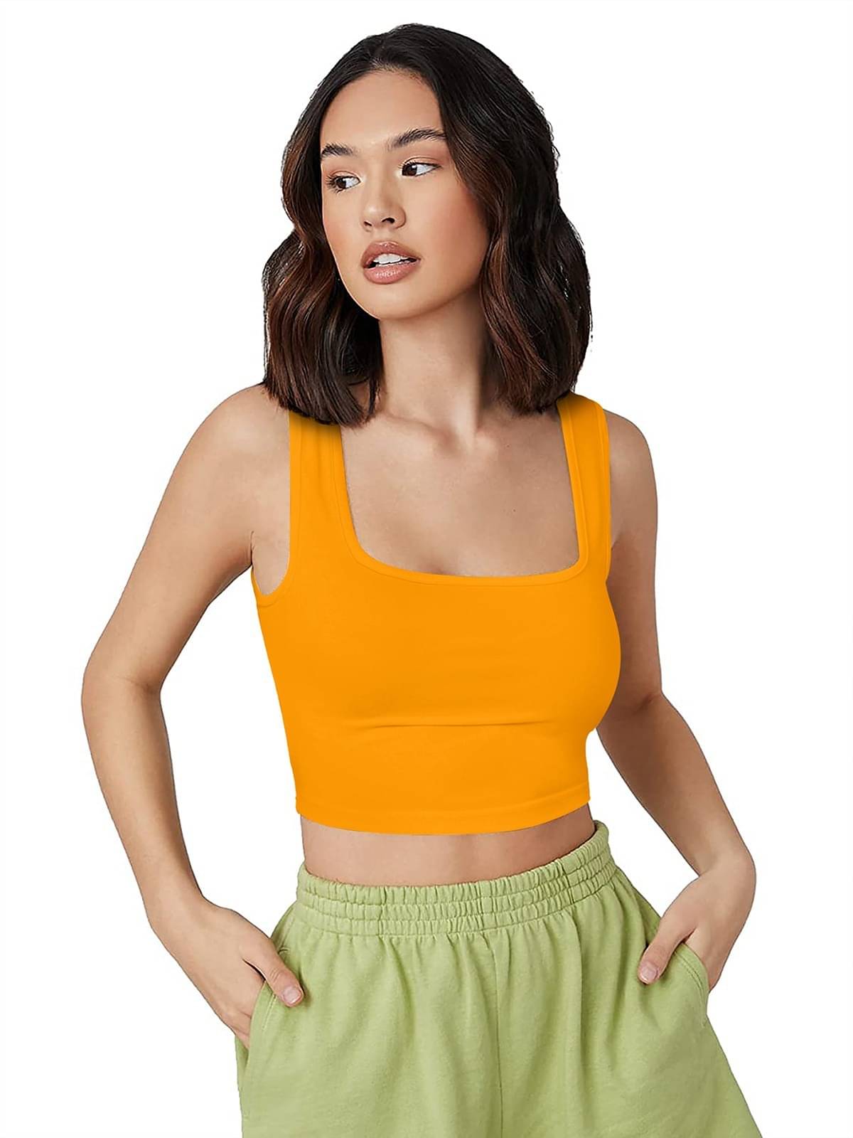     			LONDON BELLY Yellow Polyester Women's Tank Top ( Pack of 1 )