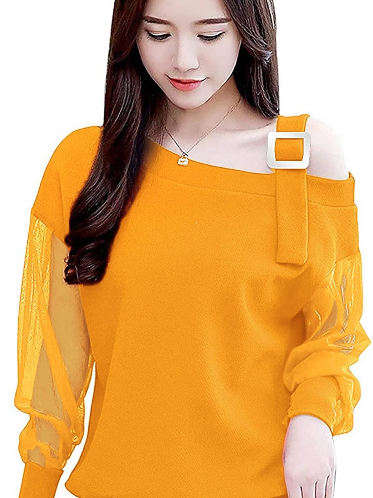     			LONDON BELLY Women's Polyester Regular Top ( Yellow )
